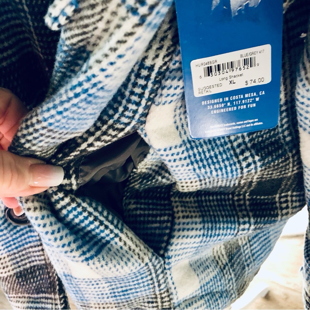 HURLEY women’s warm plaid jacket. Wilted lining. Sz XL NWT - Picture 2 of 12